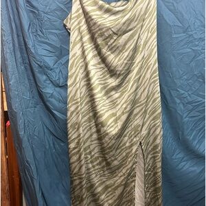 Green striped party dress